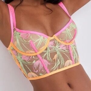 For Love and Lemons Tulip Floral Embroidered Underwire Bustier Corset Size XS